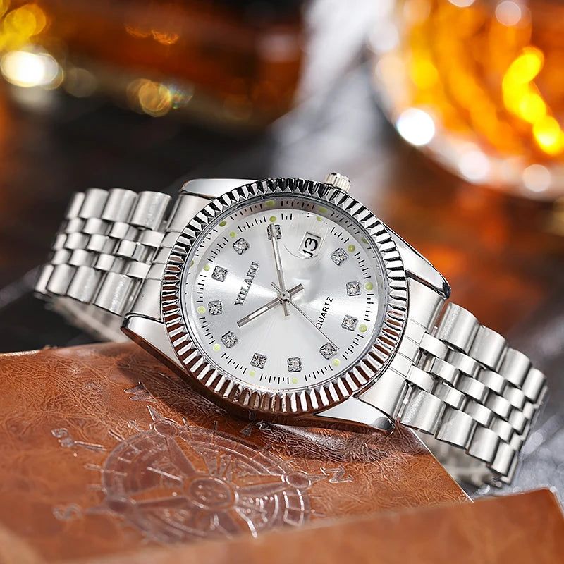 New 2021 Fashion Stainless Steel Men Quartz Wristwatch Luxury Design High Quality Watch Dropshipping Relogio Masculino Montre