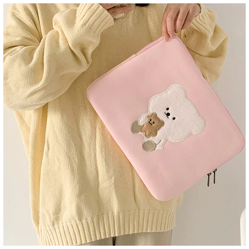 Women Cute Laptop Sleeve Case Table Protective Pouch Bag 11 12 13.6 14 15.6 Inch Cartoon Laptop Zipper Bags for Ipad Macbook HP