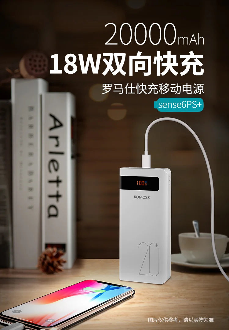 20000mAh Charger USB QC3.0PD 18W Lithium Ion Lithium Polymer LCD Bidirectional Quick Rechargeable Battery Mobile Power