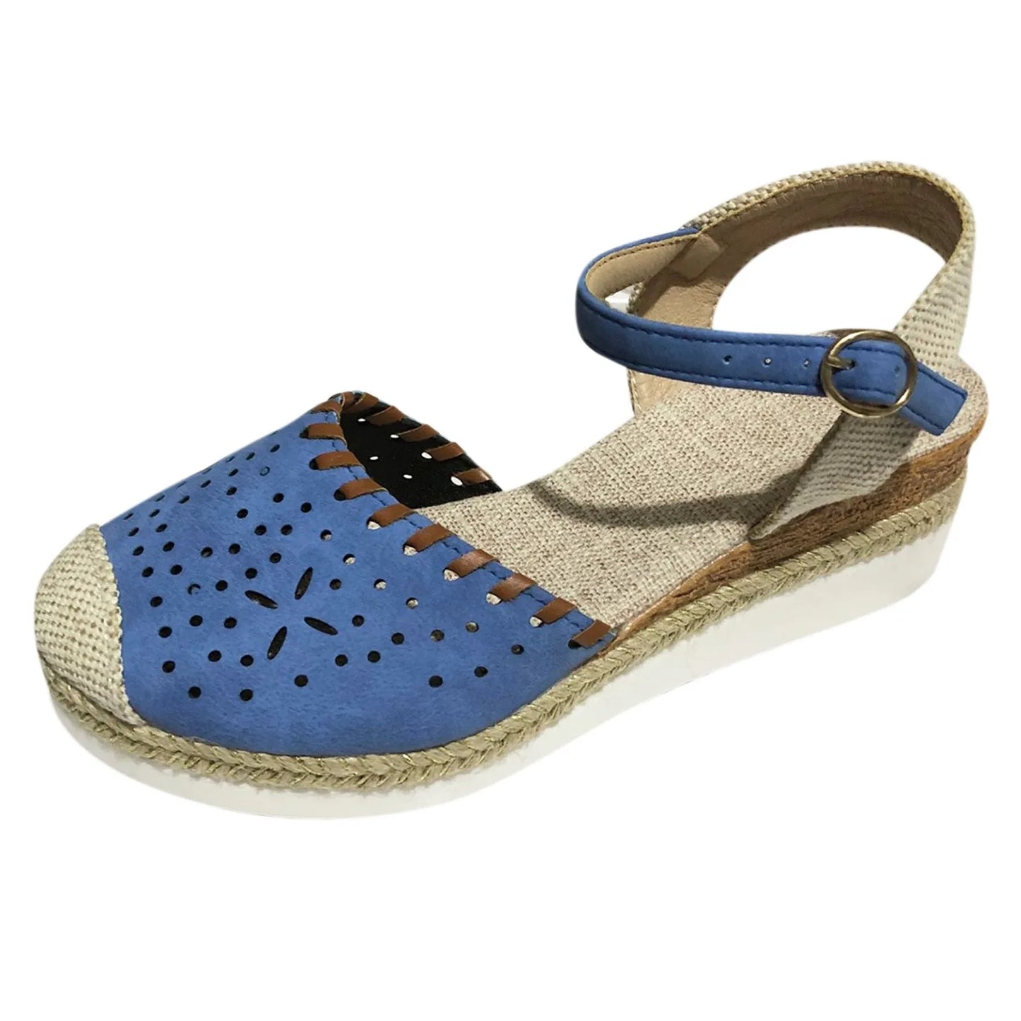 Vacation Classical Shoes For Women Hollow Out Espadrille Ankle Strap Women's Sandals 2024 Anti-Slip Wedge Sandals Women Shoes