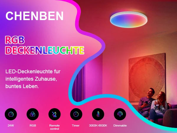 Remote Dimming LED Ceiling Light Smart Lustre RGB Tuya Lighting Bluetooth Home Interior Decoration Alexa Ceiling Panel Lamps Led