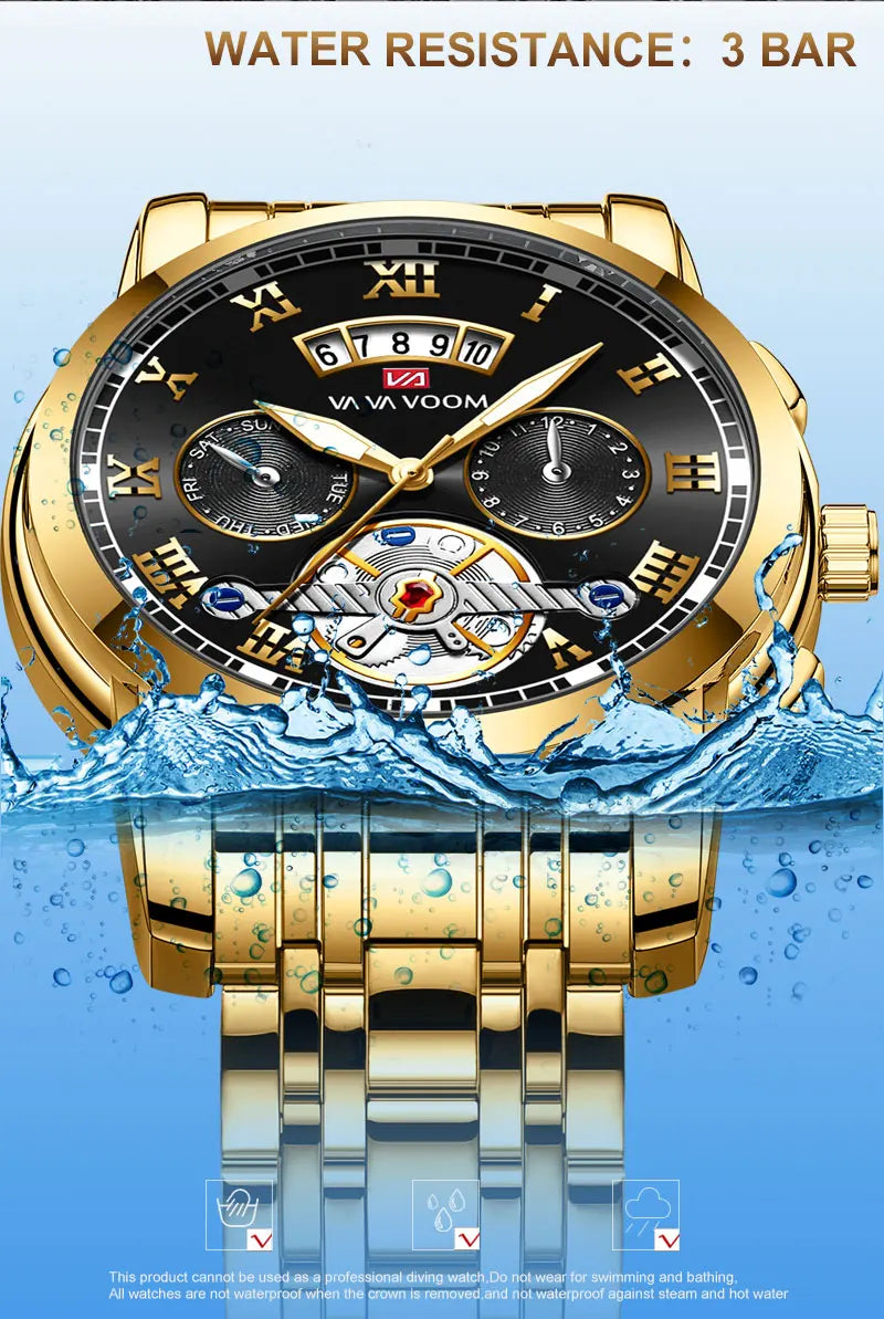 2023 New VA VA VOOM Top Brand Dropshipping Relogio Masculino Men Luxury Luminous Wristwatch Imitate Quartz Sports Watch For Men