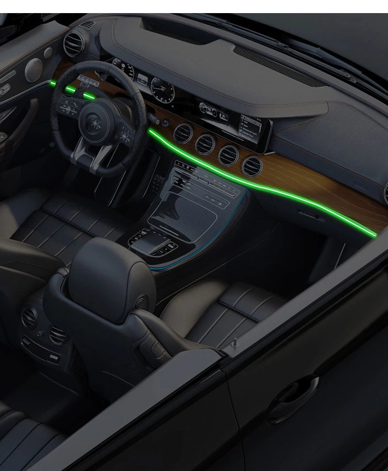 Car Interior Atmosphere Light Ambient LED Light Strip RGB Invisible USB Fiber Optic Lamp Trim Decor support APP Control