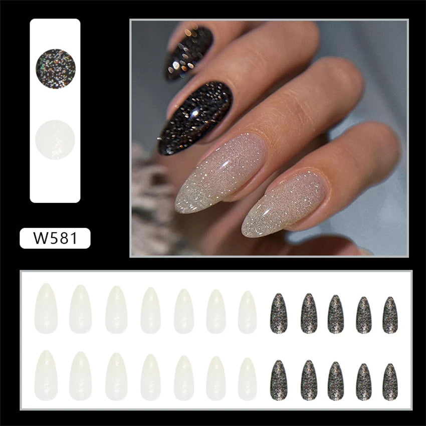 24Ps/Set Square Head Coffin Wearing False Nails Art Pink Matte French Fake Nails Leopard Artificial Acrylic White Press on Nails