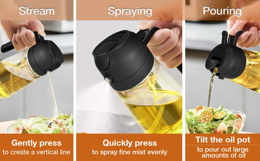 2 in 1 Glass Oil Sprayer & Dispenser Olive Oil Dispenser Bottle Kitchen Salad  Olive Oil Spray For Cooking BBQ Spray Bottle