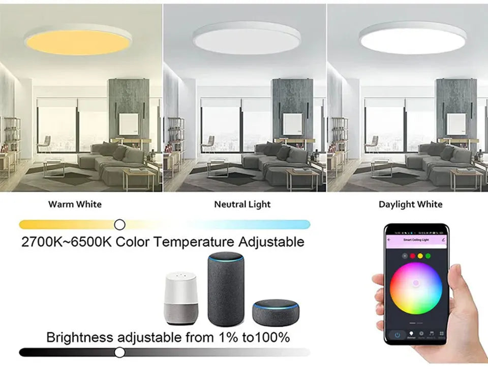 Tuya Smart WiFi BLE LED Ceiling Light AC 220V 24W RGBCW Round Ceiling Lamp Indoor Lighting APP Alexa Geogle Home Voice Control