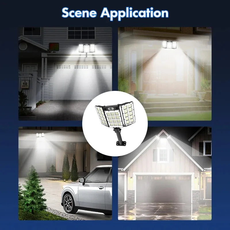 Super Bright Outdoor Solar Lights Motion Sensor Waterproof Street Lamp 800 LED for Lighting Decor Yard with Garden Wall Light