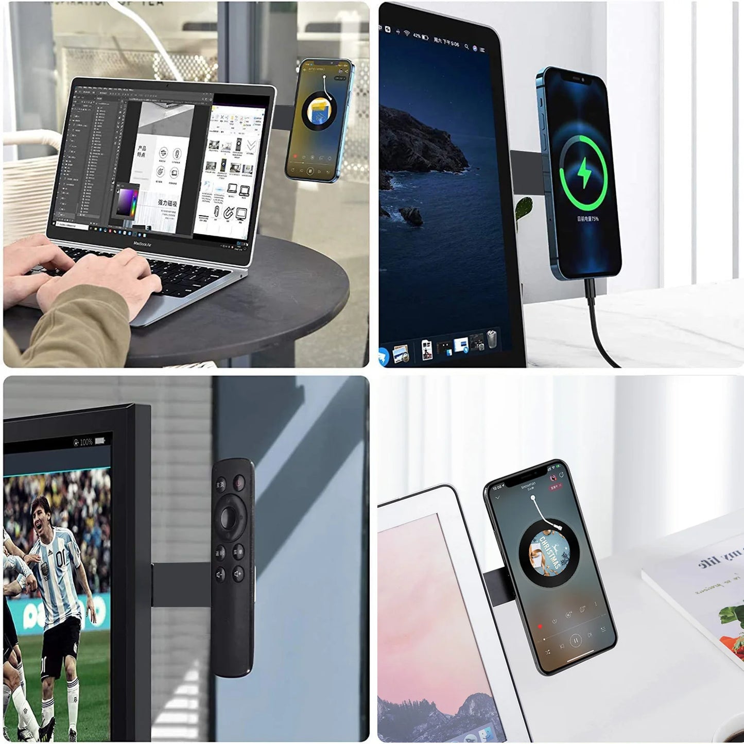 NEW Laptop Mobile Phone Portable Holder 2 In 1 Magnetic Smart Folding Phone Holder Side Mount Screen Universal Stand
