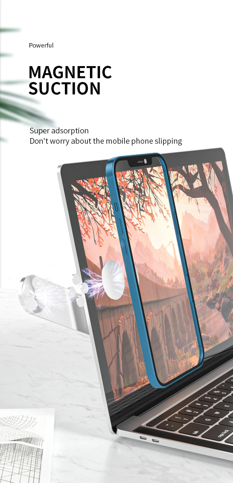 Laptop Screen Support Holder Magnetic Folding Holder Side Mount Tablet Phone Stand Adjustable Display Desktop Bracket