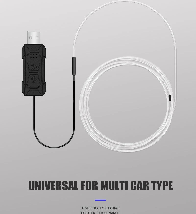 Car Interior Atmosphere Light Ambient LED Light Strip RGB Invisible USB Fiber Optic Lamp Trim Decor support APP Control