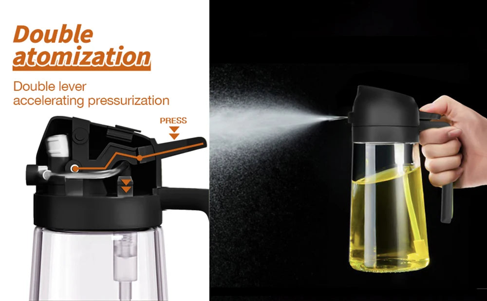 2 in 1 Glass Oil Sprayer & Dispenser Olive Oil Dispenser Bottle Kitchen Salad  Olive Oil Spray For Cooking BBQ Spray Bottle