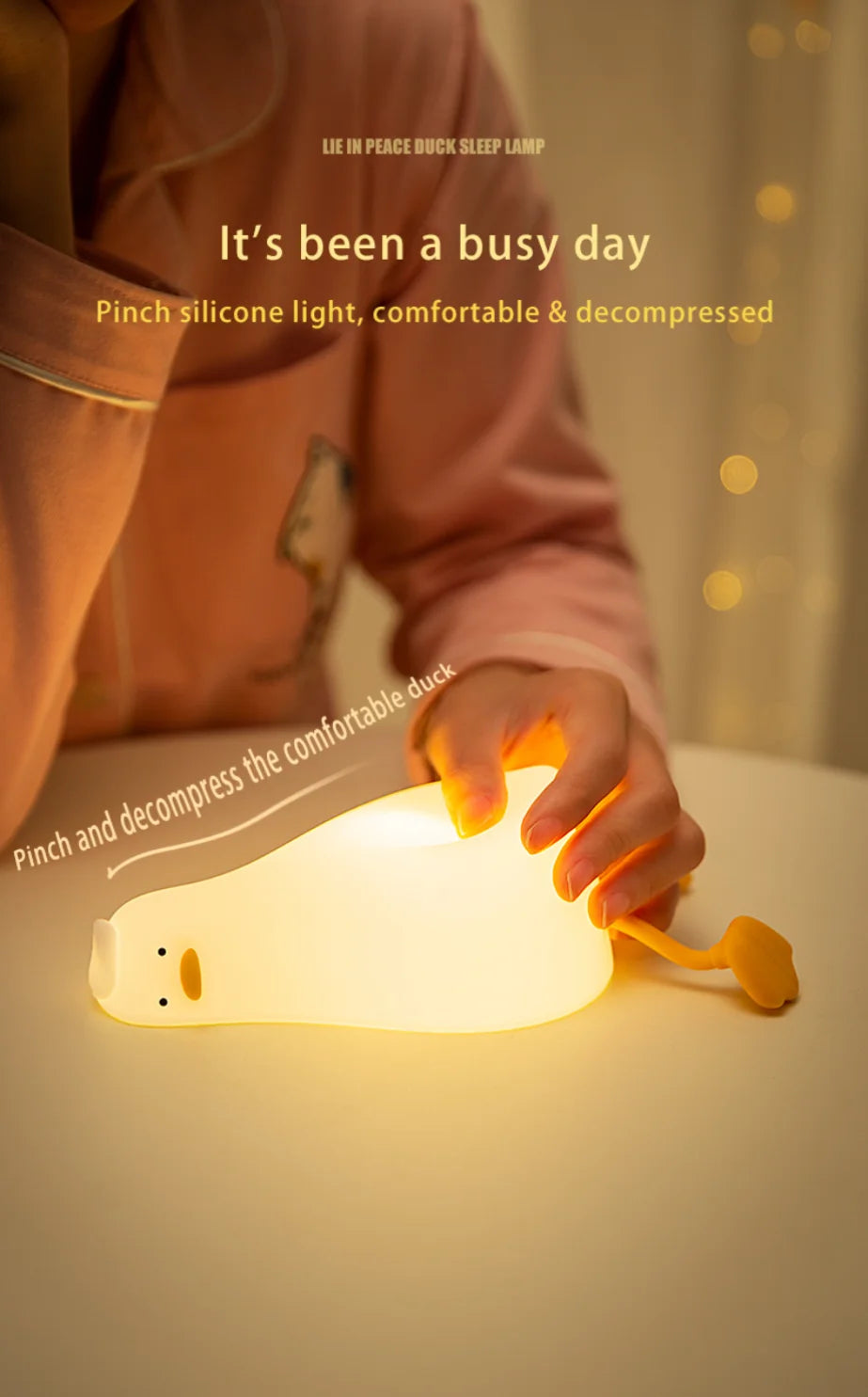 LED Children Night Light Rechargeable Silicone Squishy Duck Lamp Child Holiday Gift Sleeping Creative Bedroom Desktop Decor Lamp