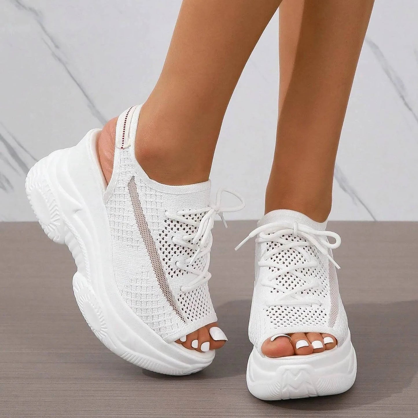 Sandals Woman Summer 2023 Hollow Out Sport Shoes Fabric Lace Up Front Sandals Outside Streetwear Indoor Outdoor Female Shoes