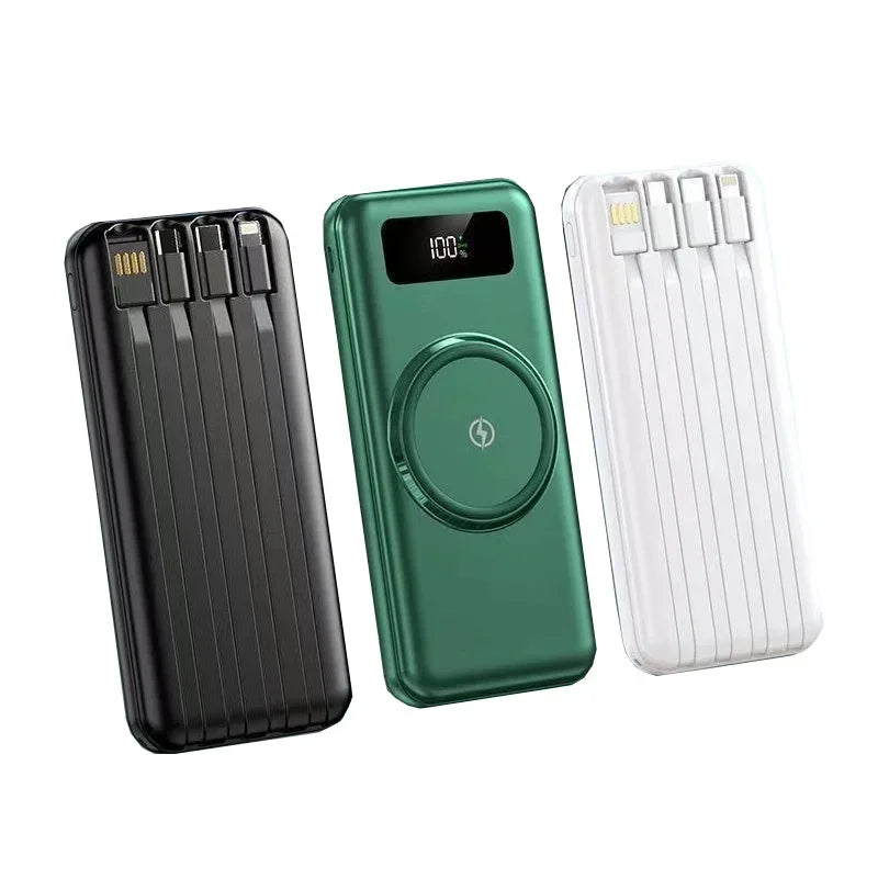 Wireless Power Bank with Large Capacity of 200000 MAh, Fast Charging Apple Android Universal Built-in Cable Mobile Power Supply