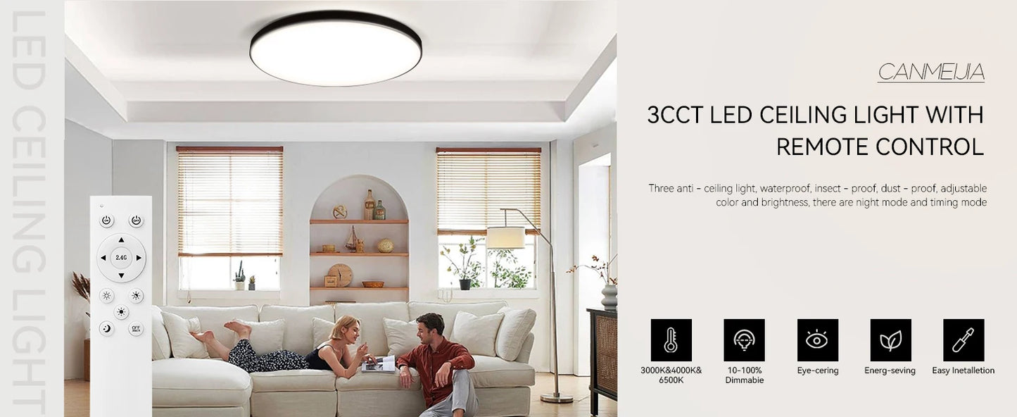 Remote Dimming LED Ceiling Light Smart Lustre RGB Tuya Lighting Bluetooth Home Interior Decoration Alexa Ceiling Panel Lamps Led