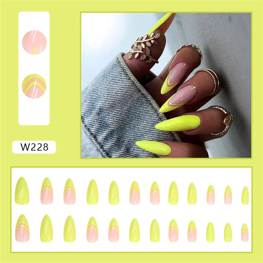 24Ps/Set Square Head Coffin Wearing False Nails Art Pink Matte French Fake Nails Leopard Artificial Acrylic White Press on Nails