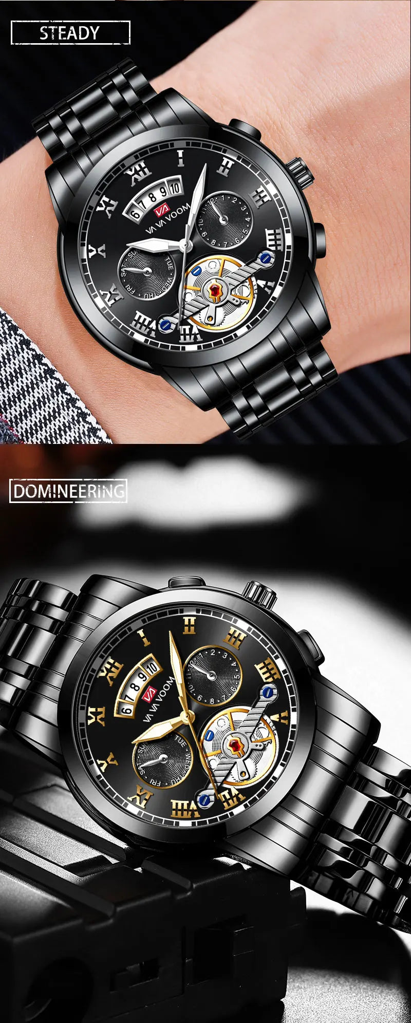 2023 New VA VA VOOM Top Brand Dropshipping Relogio Masculino Men Luxury Luminous Wristwatch Imitate Quartz Sports Watch For Men