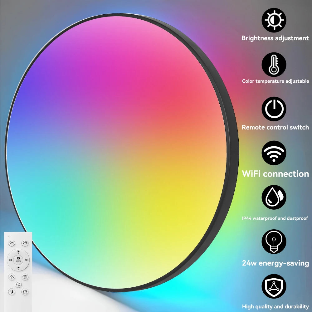 Remote Dimming LED Ceiling Light Smart Lustre RGB Tuya Lighting Bluetooth Home Interior Decoration Alexa Ceiling Panel Lamps Led