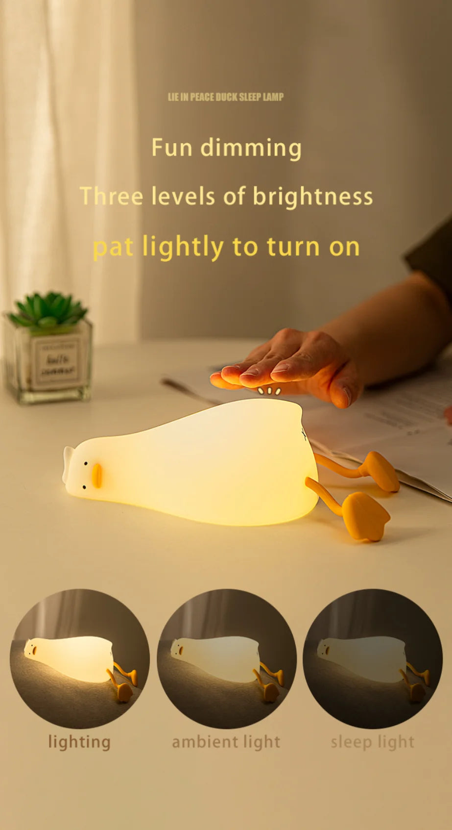 LED Children Night Light Rechargeable Silicone Squishy Duck Lamp Child Holiday Gift Sleeping Creative Bedroom Desktop Decor Lamp