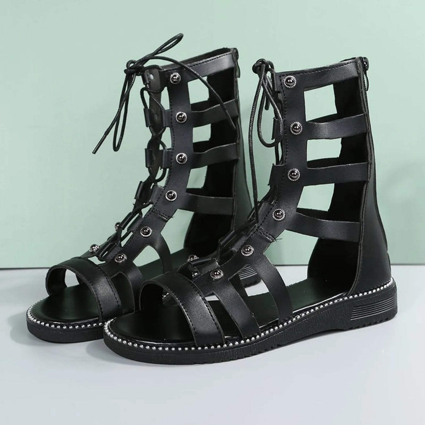 Rhinestone Thick Sandals Leisure Breathable Sandals Women Dressy Summer Outdoor Soled Sandals Elegant Woman Heeled Shoes
