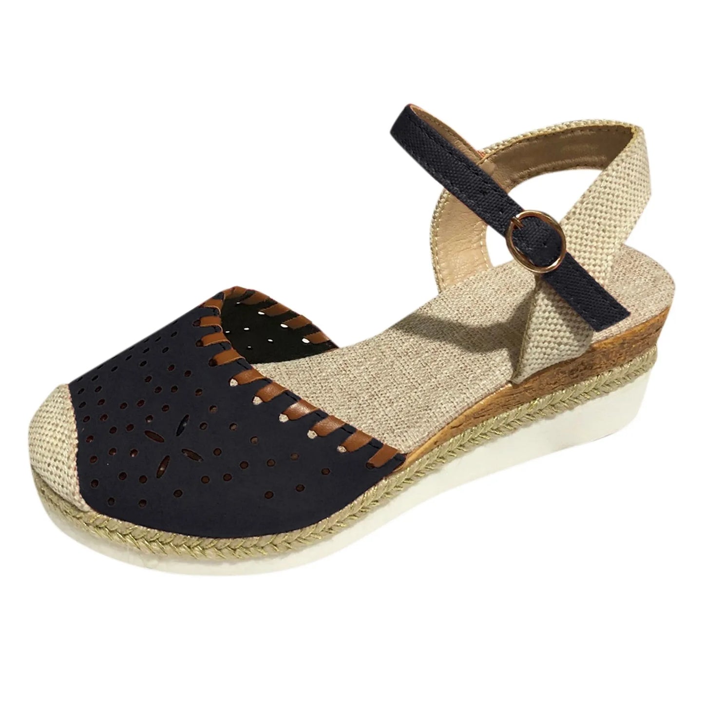 Vacation Classical Shoes For Women Hollow Out Espadrille Ankle Strap Women's Sandals 2024 Anti-Slip Wedge Sandals Women Shoes