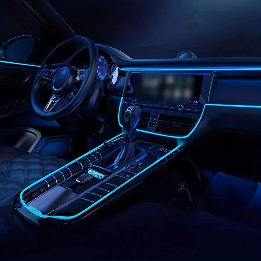 5M LED Car Interior Decoration Light USB Drive Ambient Lamp EL Wiring Neon Strip For Auto DIY Flexible Ambient Lighting