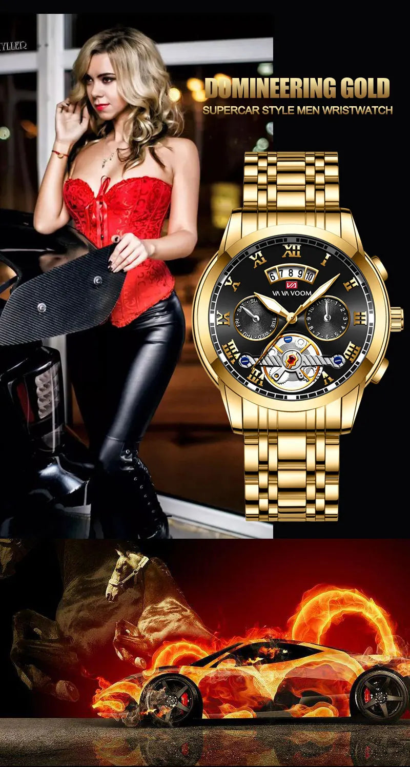 2023 New VA VA VOOM Top Brand Dropshipping Relogio Masculino Men Luxury Luminous Wristwatch Imitate Quartz Sports Watch For Men