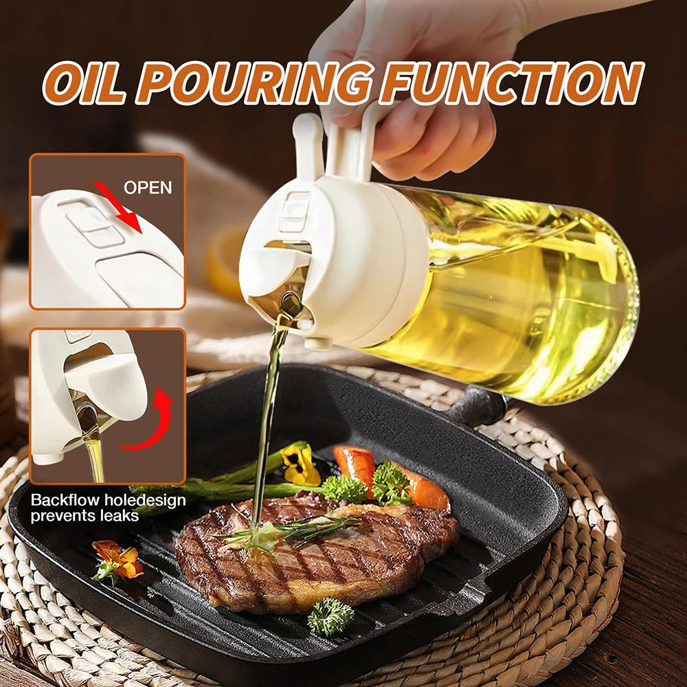 2 in 1 Glass Oil Sprayer & Dispenser Olive Oil Dispenser Bottle Kitchen Salad  Olive Oil Spray For Cooking BBQ Spray Bottle