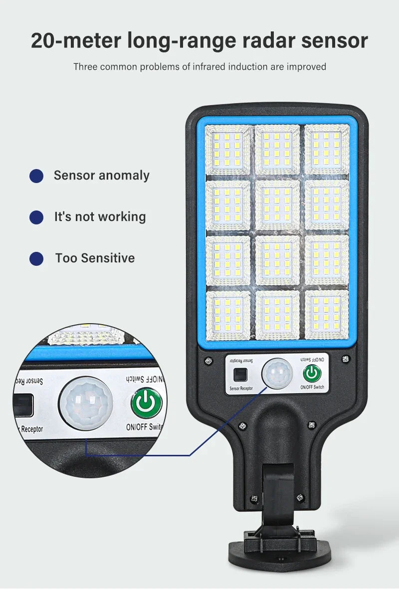 High Power LED Solar Lights 3 Lighting Mode Motion Sensor Solar COB Wall Lamp With Remote Control Outdoor Waterproof Street Lamp