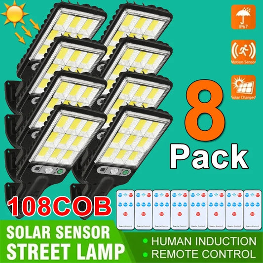 Solar Street Lights Outdoor, Solar Lamp With 3 Light Modes Waterproof Motion Sensor Security Lighting for Garden Patio Path Yard
