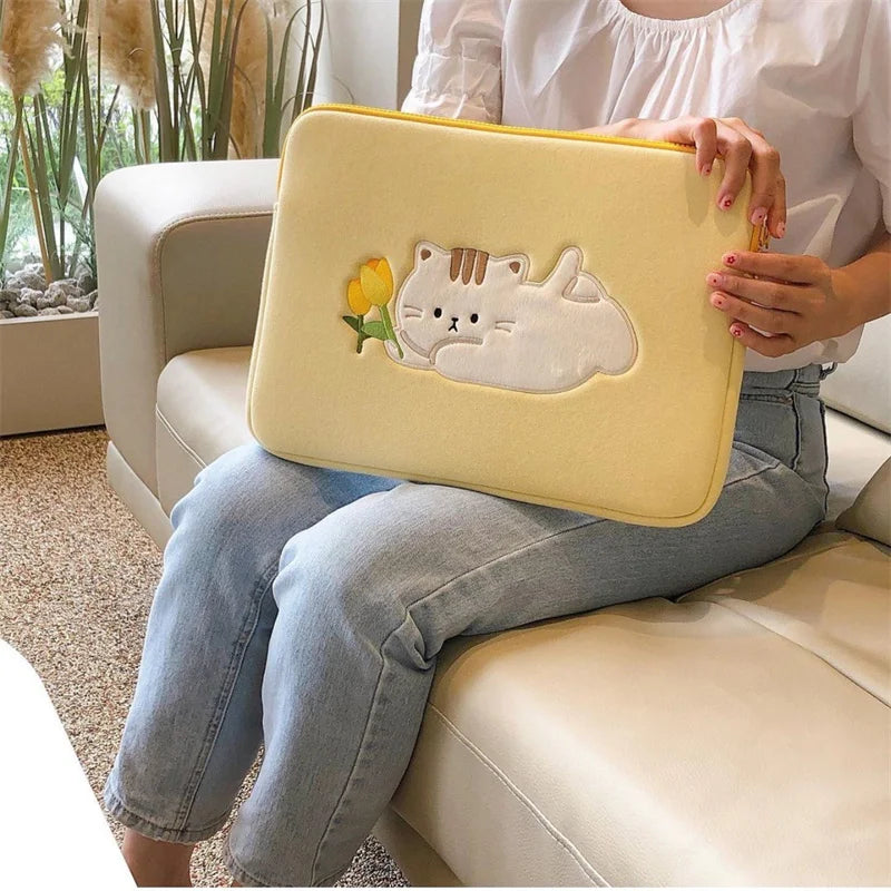 Women Cute Laptop Sleeve Case Table Protective Pouch Bag 11 12 13.6 14 15.6 Inch Cartoon Laptop Zipper Bags for Ipad Macbook HP