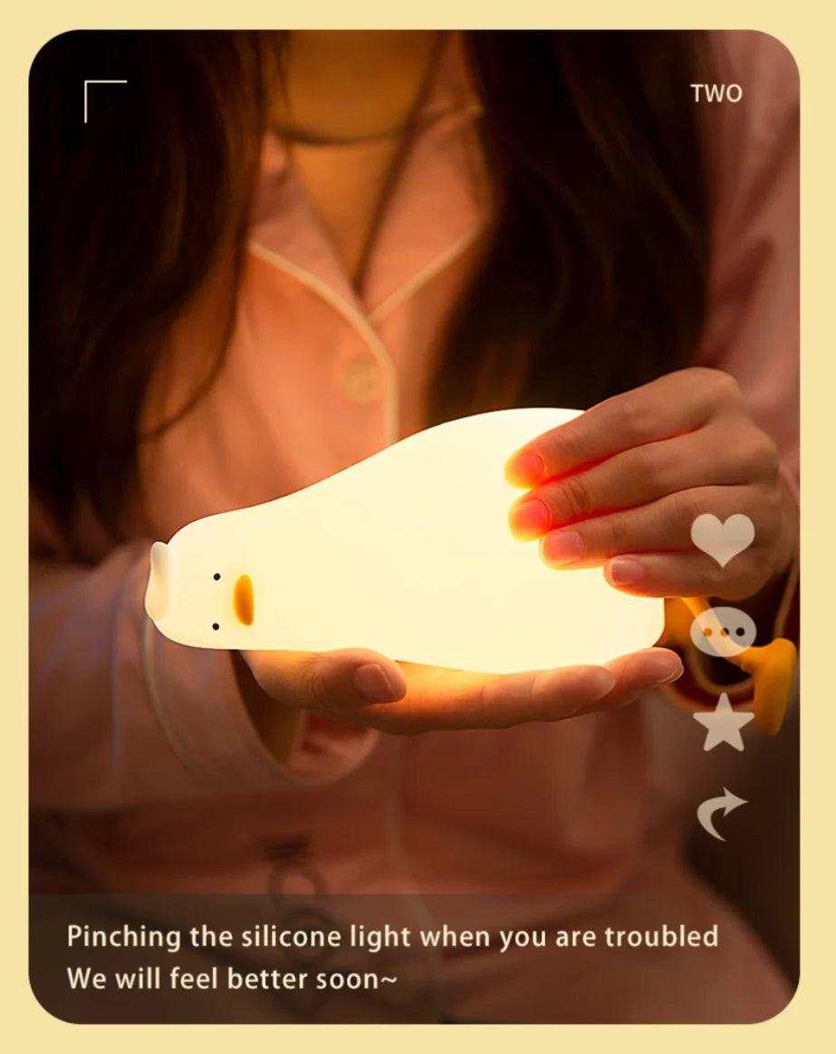 LED Children Night Light Rechargeable Silicone Squishy Duck Lamp Child Holiday Gift Sleeping Creative Bedroom Desktop Decor Lamp