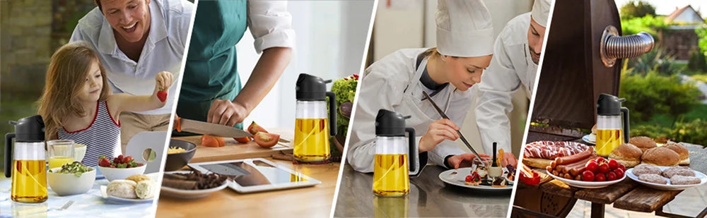 2 in 1 Glass Oil Sprayer & Dispenser Olive Oil Dispenser Bottle Kitchen Salad  Olive Oil Spray For Cooking BBQ Spray Bottle