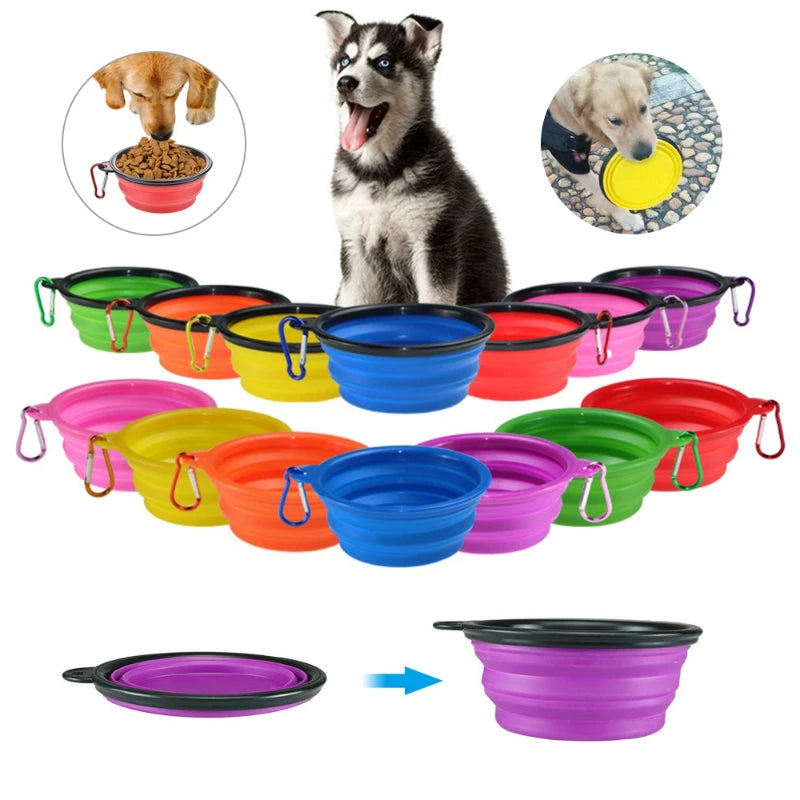Foldable Pet Travel Bowl 350ML Portable Cat Outdoor Water Bowl Puppy Food Container Silicone Collapsible Feeder Dog Accessories