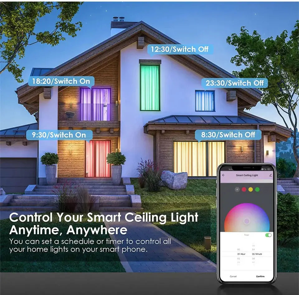 Tuya Smart WiFi BLE LED Ceiling Light AC 220V 24W RGBCW Round Ceiling Lamp Indoor Lighting APP Alexa Geogle Home Voice Control