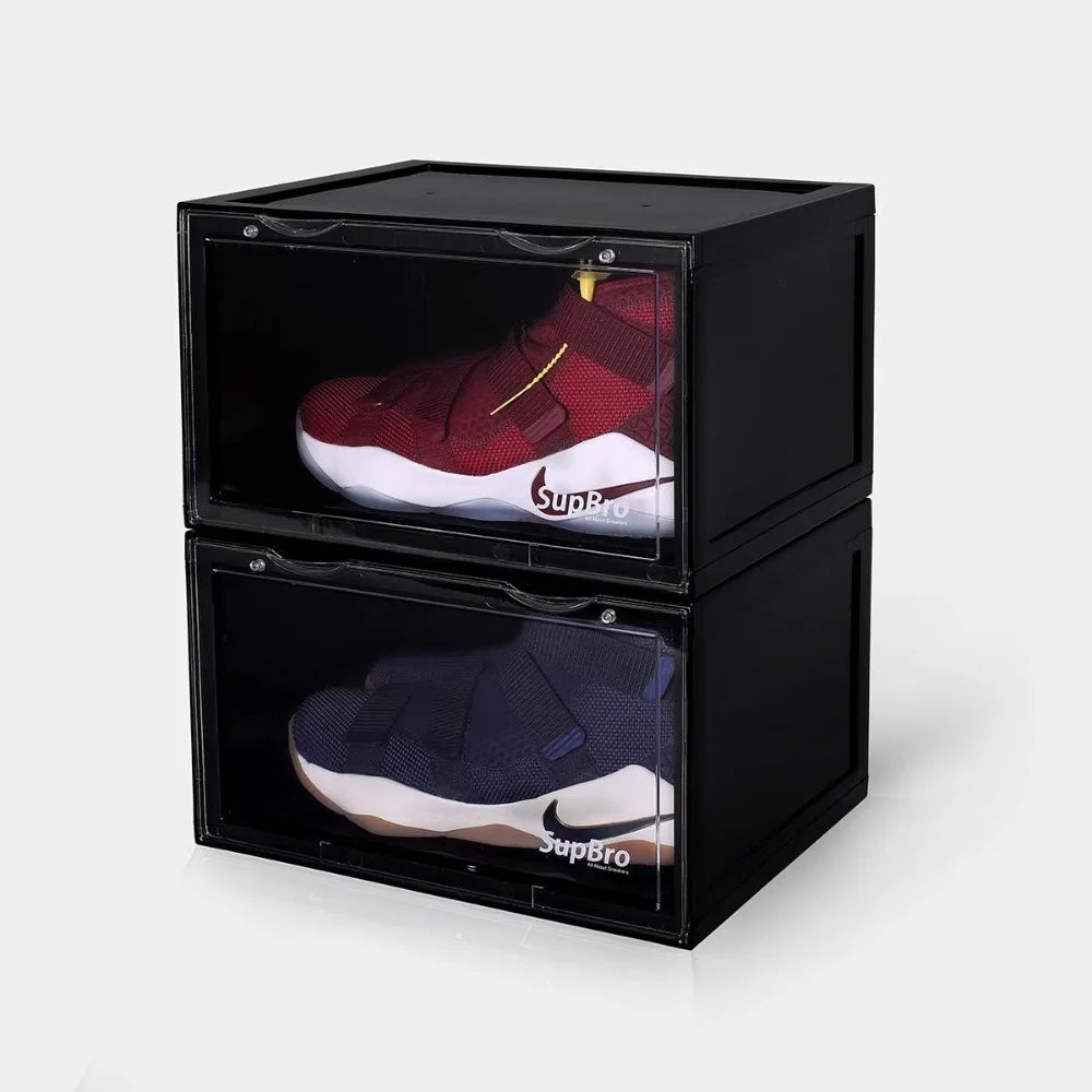 Collection Crate - Easy Access Storage Shoes Box -Plastic Foldable Stackable Sneaker Display Storage