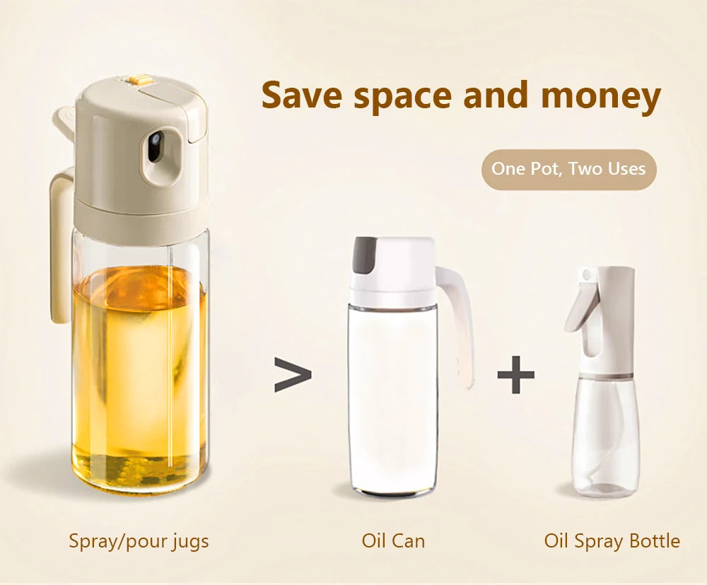 550ML Oil Sprayer Bottle BBQ Cooking 2 in 1 Oil Dispenser Olive Oil Pourers Sprayer Kitchen Baking Oil Mister Vinegar Bottle