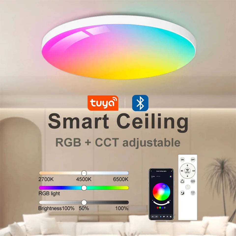 Tuya Bluetooth LED Ceiling Light 85-265V Indoor Round Dimmable Ceiling Lamp for Kitchen Living Room Hallway Home Decor Lighting