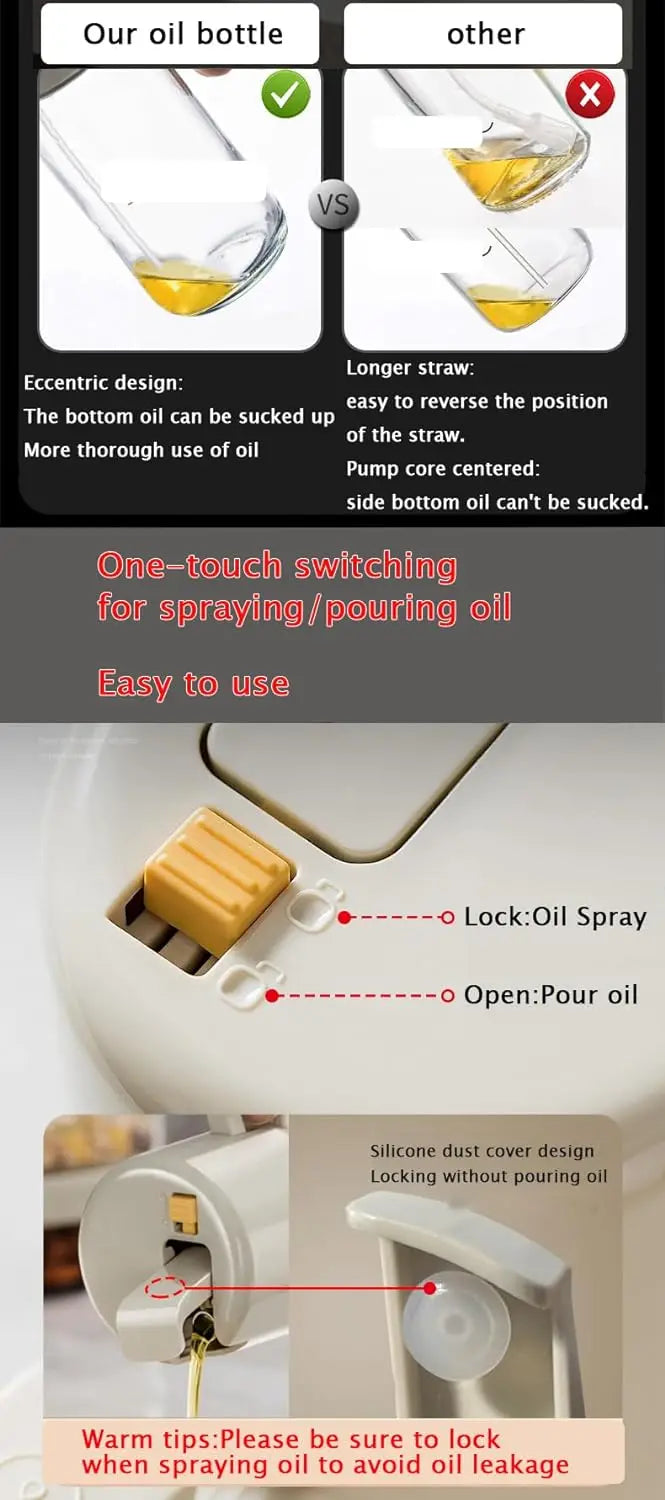 550ml Oil Spray Bottle Kitchen BBQ Cooking Olive Oil Dispenser Camping Baking Empty Vinegar Soy Sauce Sprayer Containers