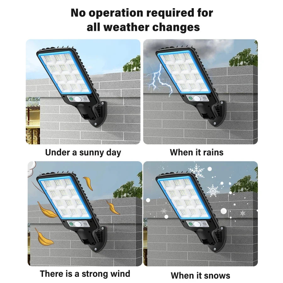 High Power LED Solar Lights 3 Lighting Mode Motion Sensor Solar COB Wall Lamp With Remote Control Outdoor Waterproof Street Lamp