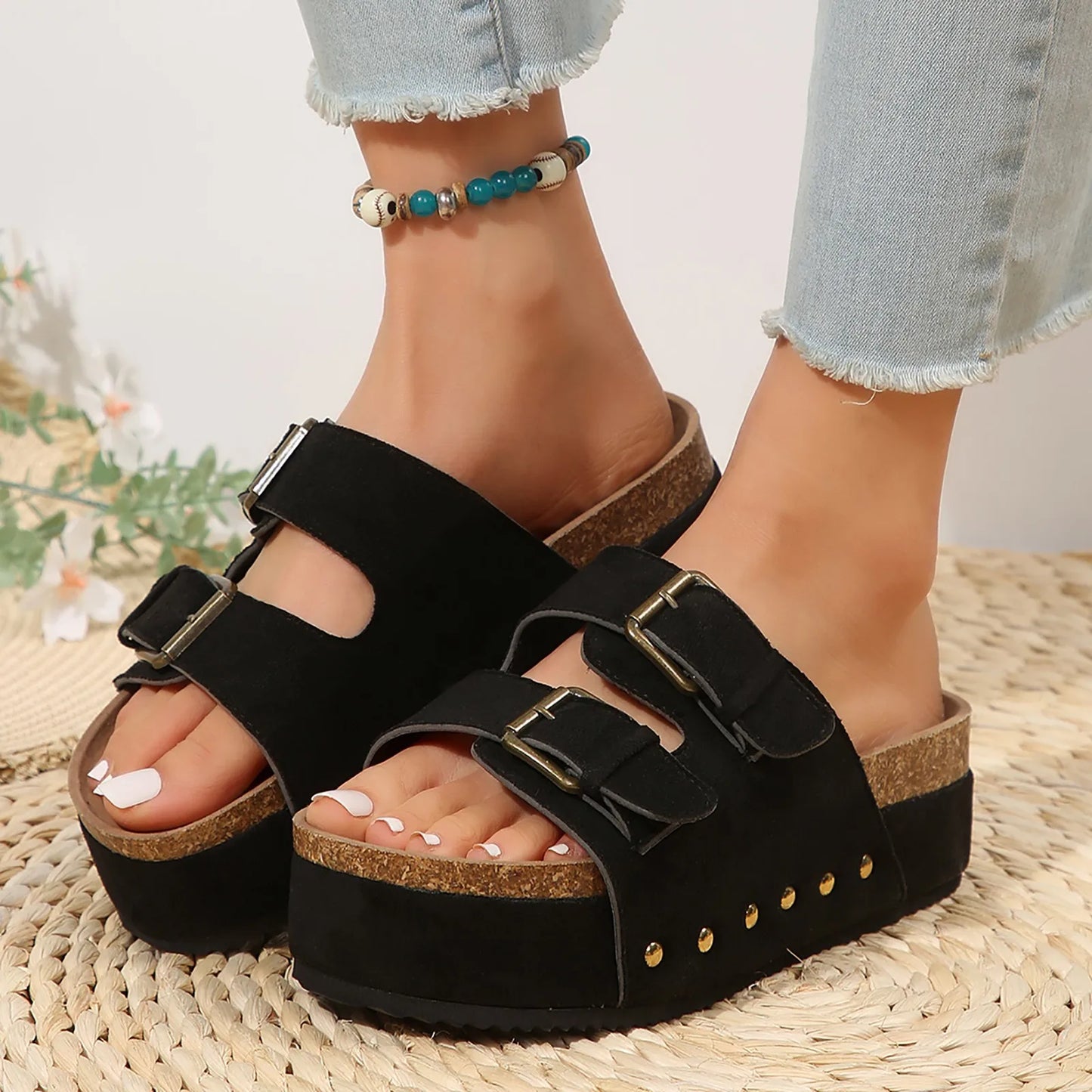 Sandals Women Wedge Sandals Open Toe Slingback Sandals Vacation Bohemian Diamond Sandals for Women Suggest taking a larger size