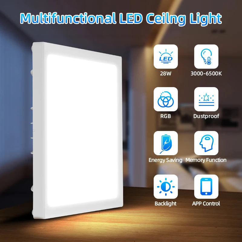 Remote Dimming LED Ceiling Light Smart Lustre RGB Tuya Lighting Bluetooth Home Interior Decoration Alexa Ceiling Panel Lamps Led