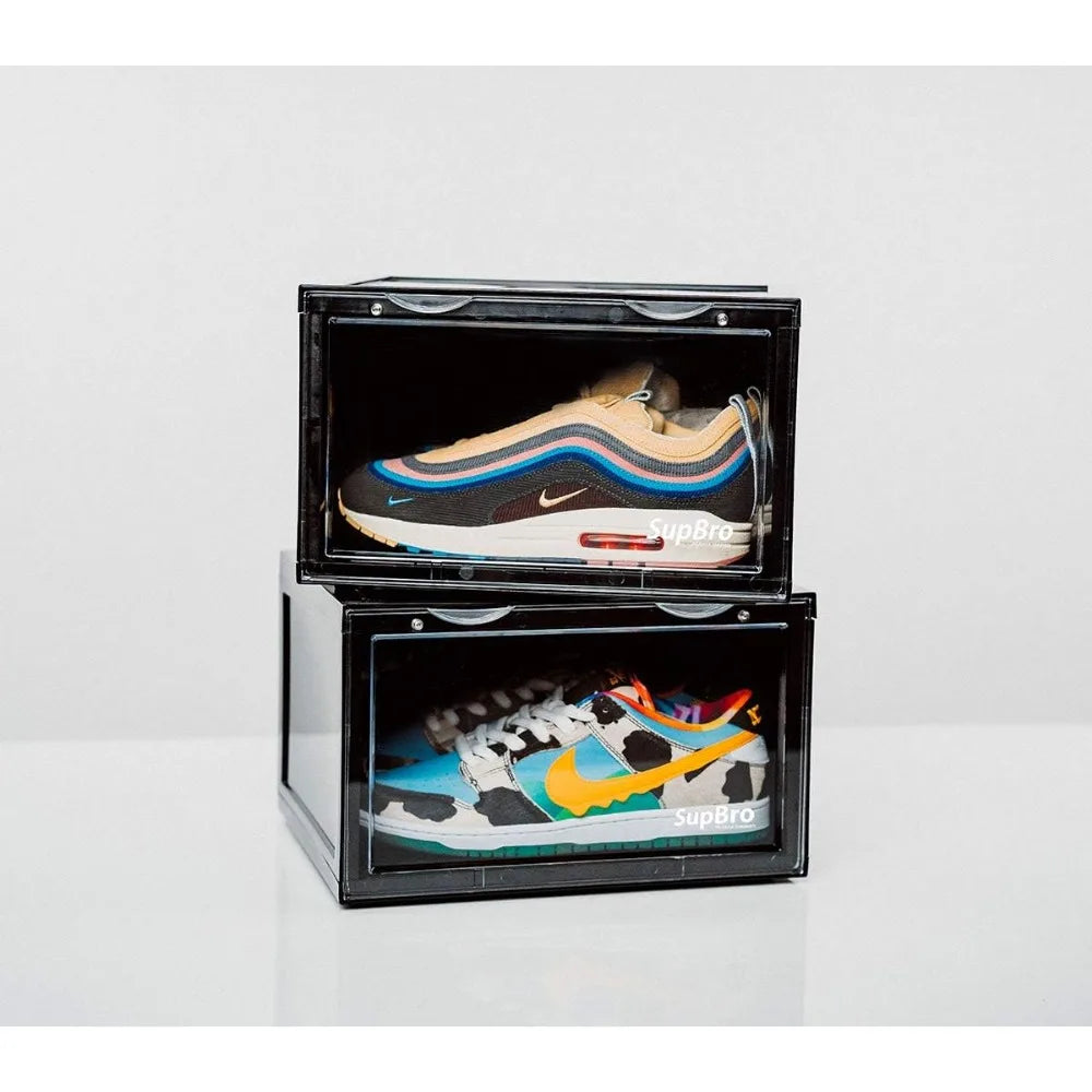 Collection Crate - Easy Access Storage Shoes Box -Plastic Foldable Stackable Sneaker Display Storage