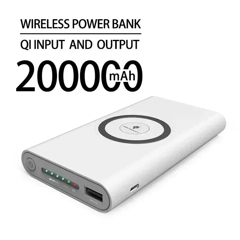 "200000mAh Wireless Power Bank Two-way Fast Charging Powerbank Portable Charger Type-c External Battery for IPhoneSamsung Huawei