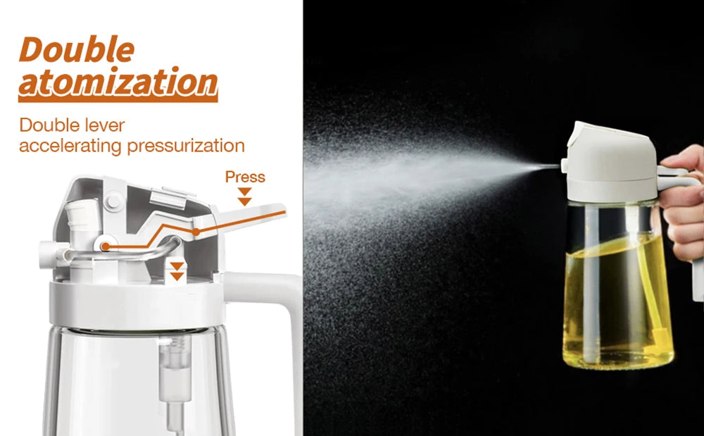 2 in 1 Glass Oil Sprayer & Dispenser Olive Oil Dispenser Bottle Kitchen Salad  Olive Oil Spray For Cooking BBQ Spray Bottle