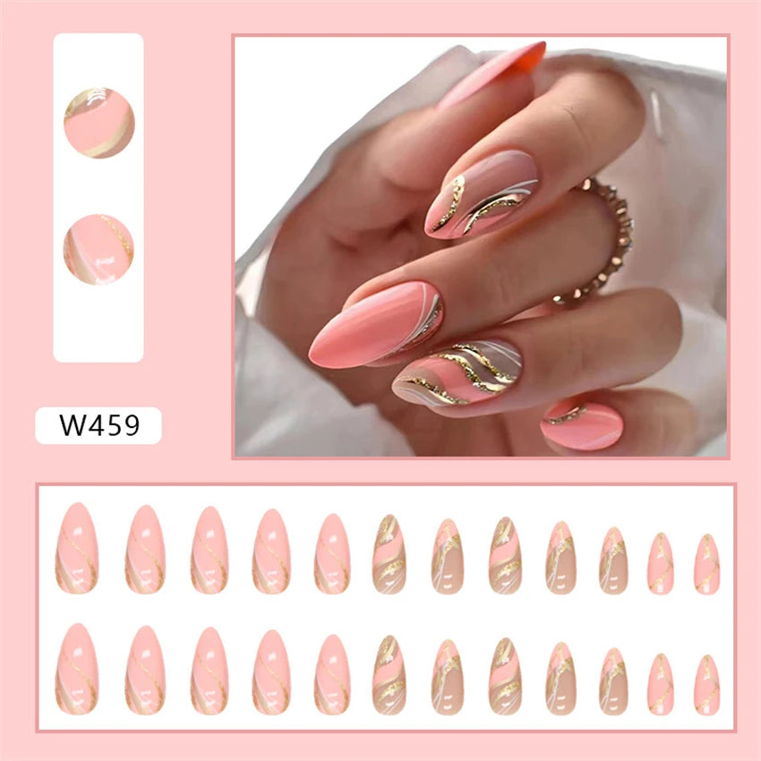24Ps/Set Square Head Coffin Wearing False Nails Art Pink Matte French Fake Nails Leopard Artificial Acrylic White Press on Nails