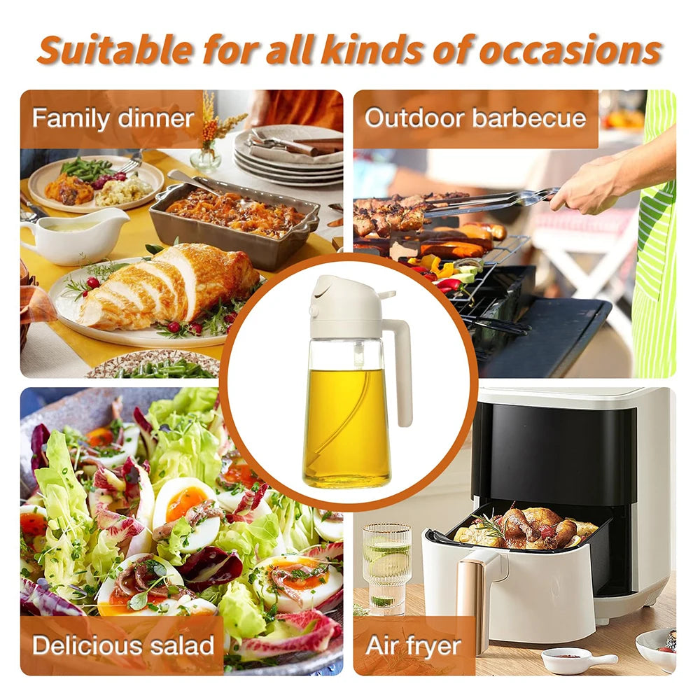 2 in 1 Glass Oil Sprayer & Dispenser Olive Oil Dispenser Bottle Kitchen Salad  Olive Oil Spray For Cooking BBQ Spray Bottle