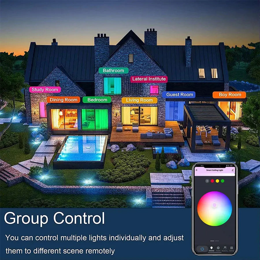 Tuya WiFi Smart LED Ceiling Light AC220V 24W RGB For Bedroom Living Room Home Decor Round Light Works With Alexa Google Home