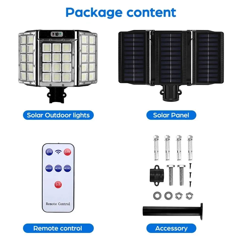 Super Bright Outdoor Solar Lights Motion Sensor Waterproof Street Lamp 800 LED for Lighting Decor Yard with Garden Wall Light