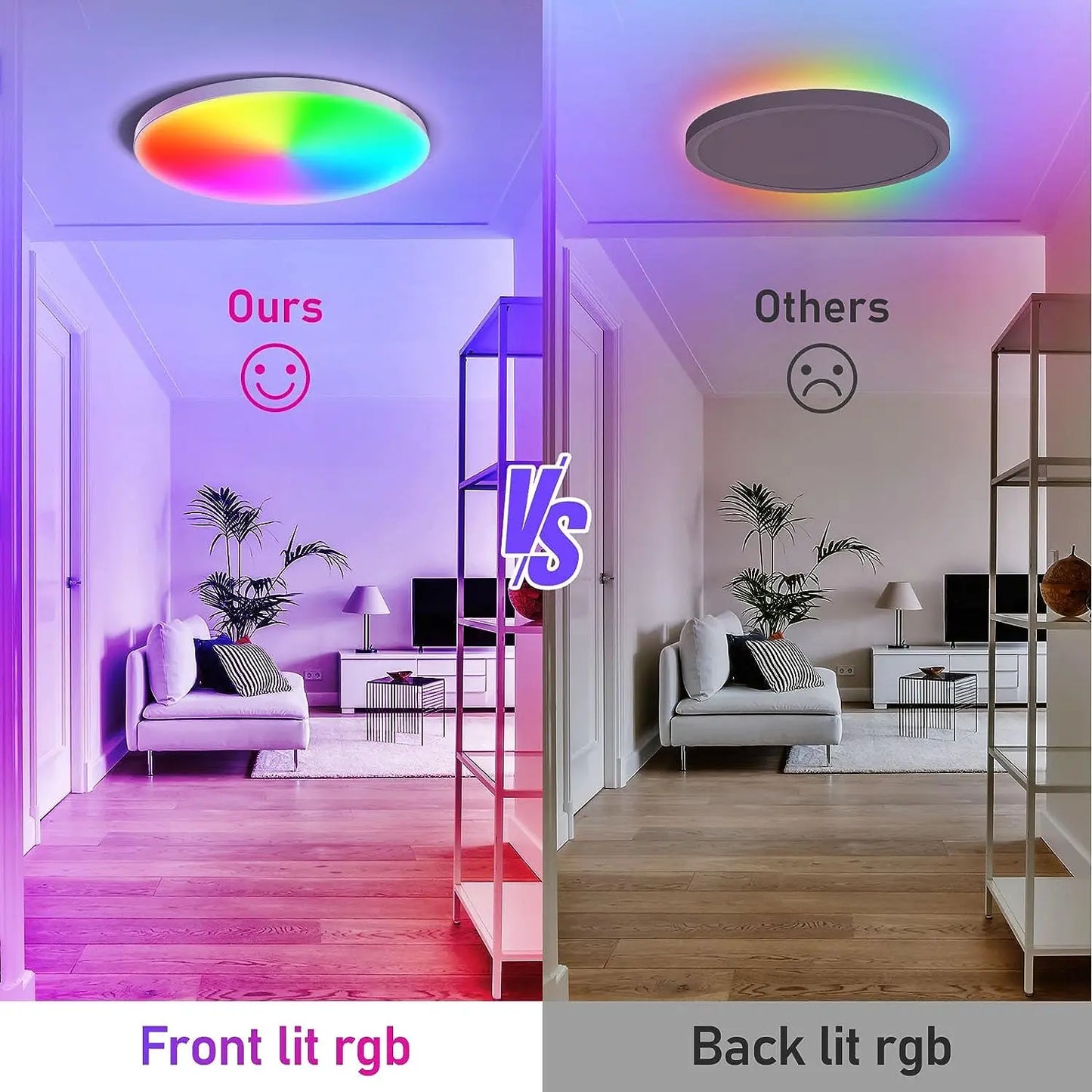 Tuya WiFi Smart Ceiling LED Lamp RGB Dimmable Music Sync Round Ceiling Light Ambient Light for Living Room Bedroom Home Decor